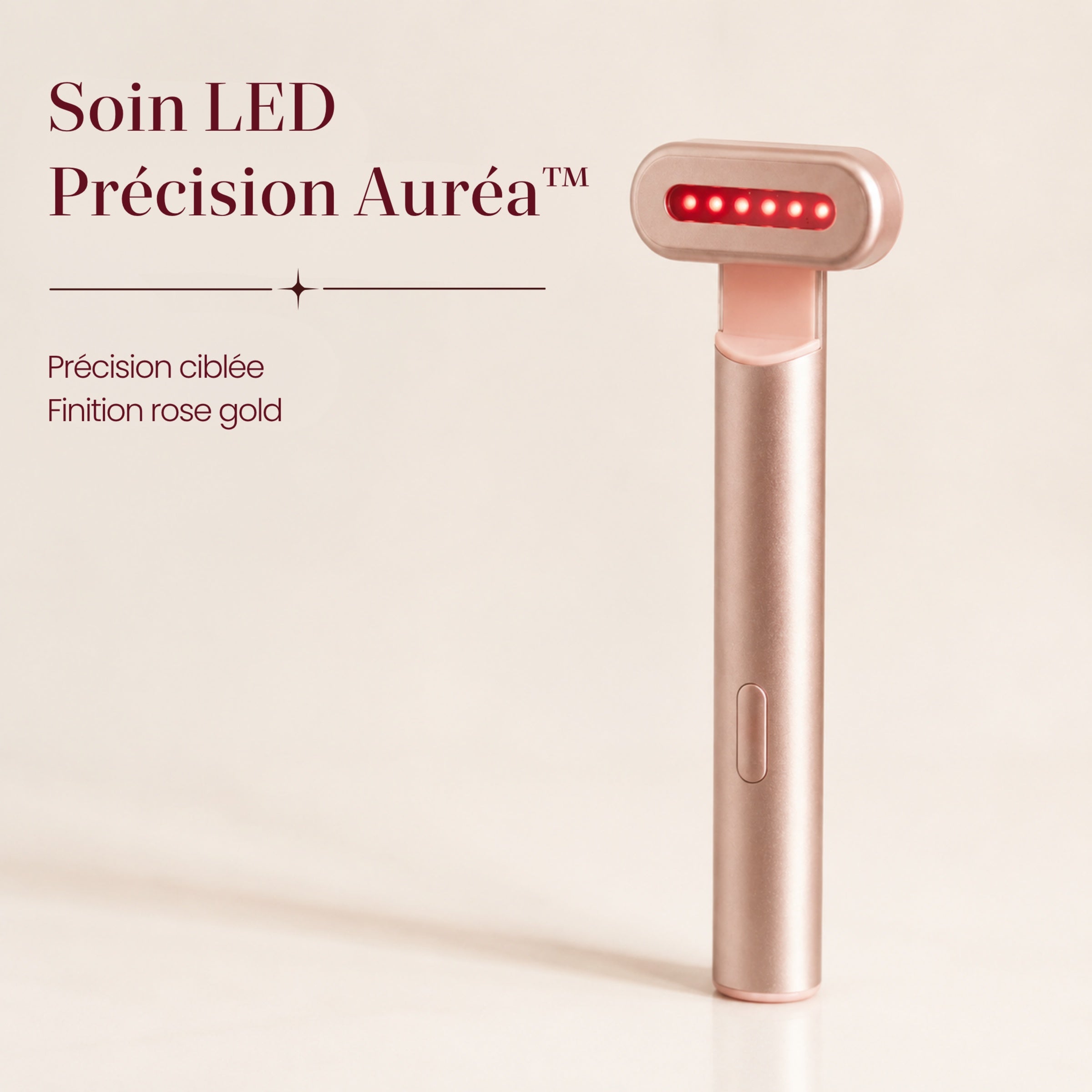 Soin LED Précision Auréa™ finition rose gold, LED rouges allumées