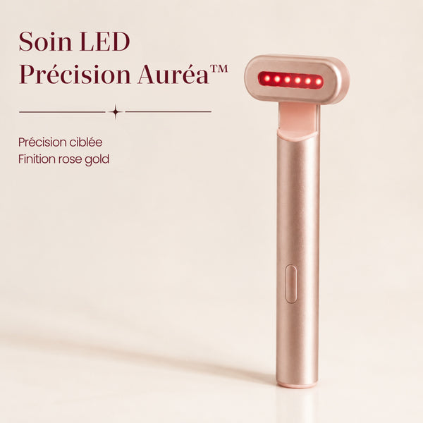 Soin LED Précision Auréa™ finition rose gold, LED rouges allumées