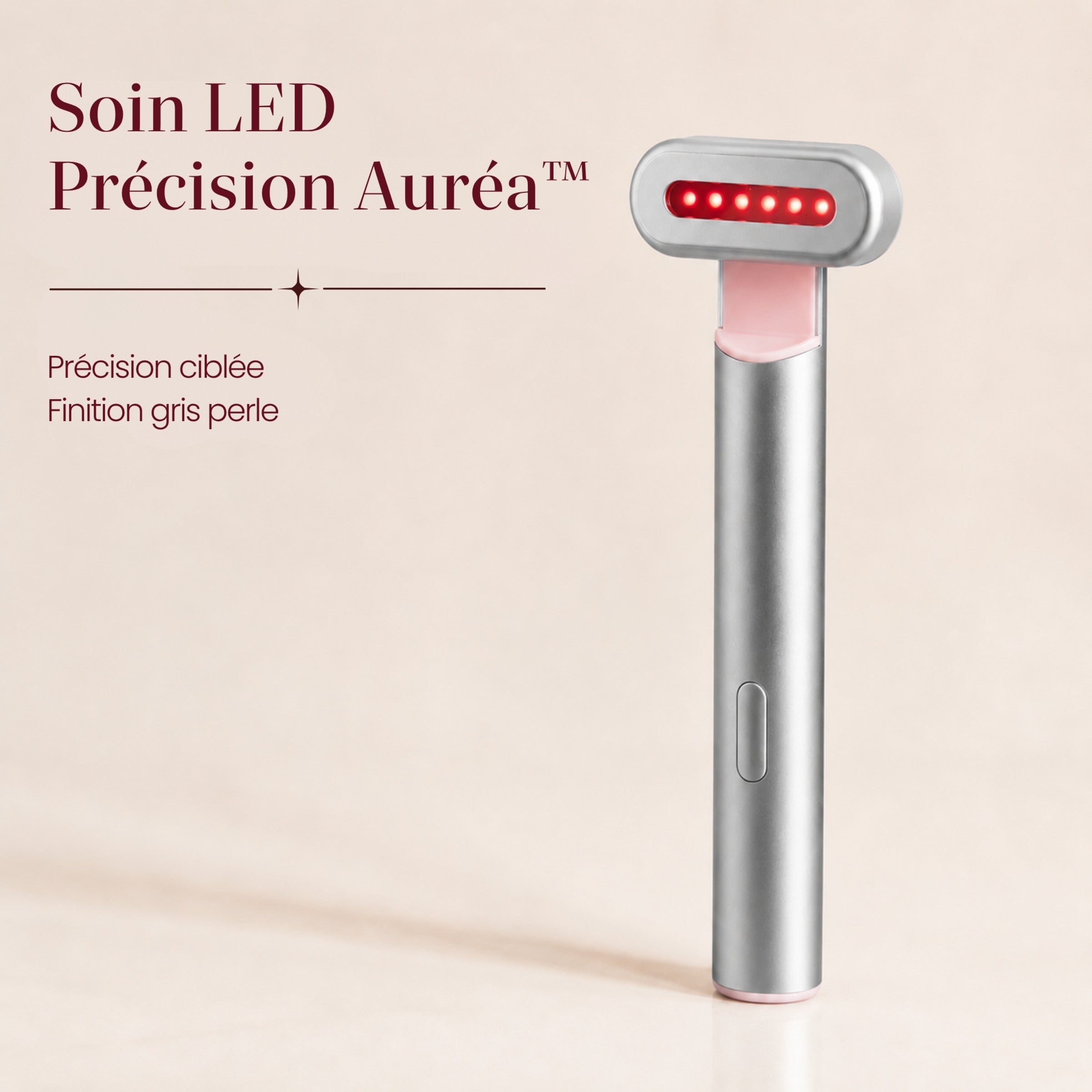 Soin LED Précision Auréa™ finition gris perle, LED rouges allumées